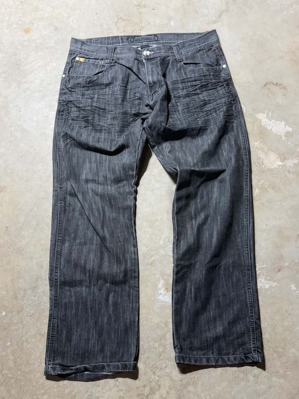 Southpole Men's Black Denim Baggy Relaxed Fit Jeans Size 38